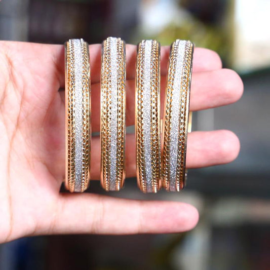 2 Pcs Indian Design Gold Plated Crystal Kara Bangle