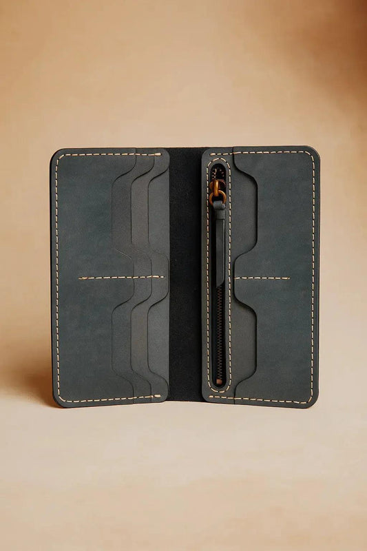 Classic Light Black Leather Card/Passport Holder