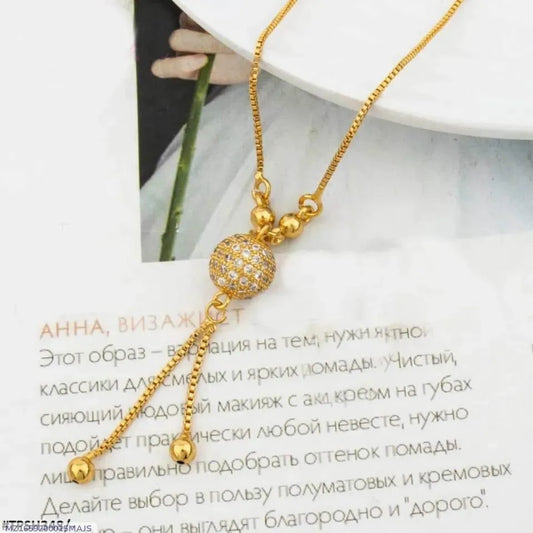 Ball Design Gold Plated Zircon Necklace